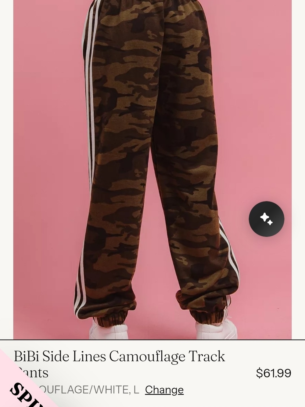 Womens BiBi Olive Camouflage Joggers with White Side Stripes